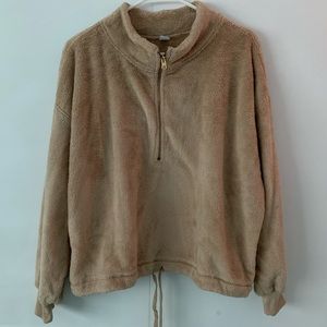 old navy mock neck plush-knit half zip pullover